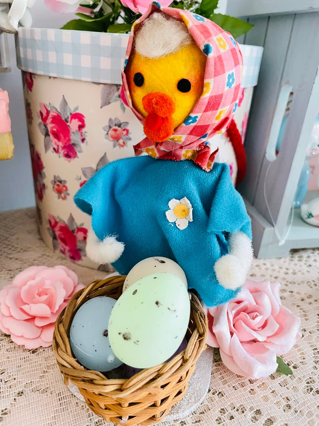 Vintage Kitsch German Japan Chenille Flocked Easter Chick Etsy