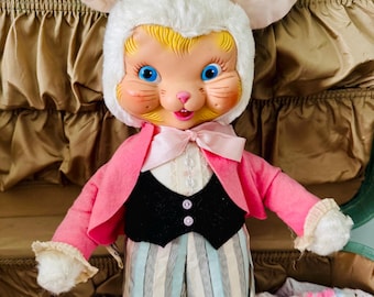 RARE Large Rubber Faced Stuffed Plush Bunny Rabbit Gift for Retro