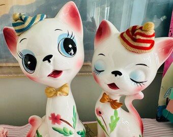 70s 80s SWIMMER 猫の置物 フィギュア ￼2点セット レトロ 70s 80s SWIMMER 猫の置物 フィギュア ￼2点セット レトロ