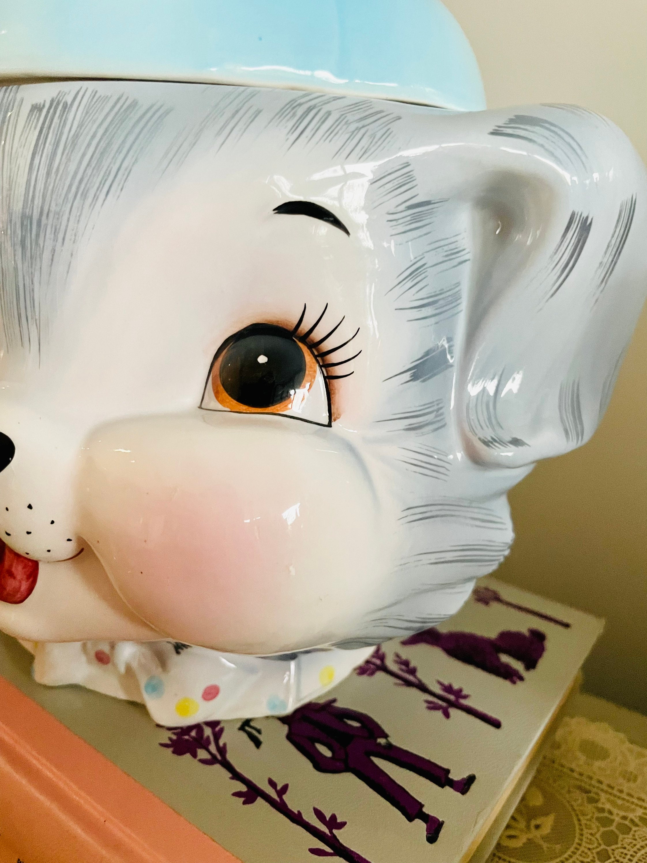 Vintage ESD Lefton Kitsch Ceramic Puppy Pal Dog Cookie Jar - Mid