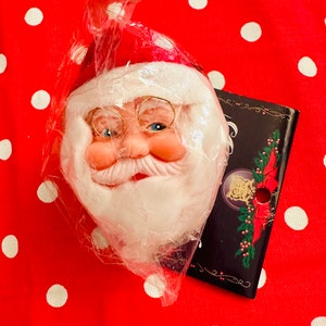 Enfeite de cabeça vintage Kitsch Papai Noel com embalagem original - Kitschmas de plástico de borracha