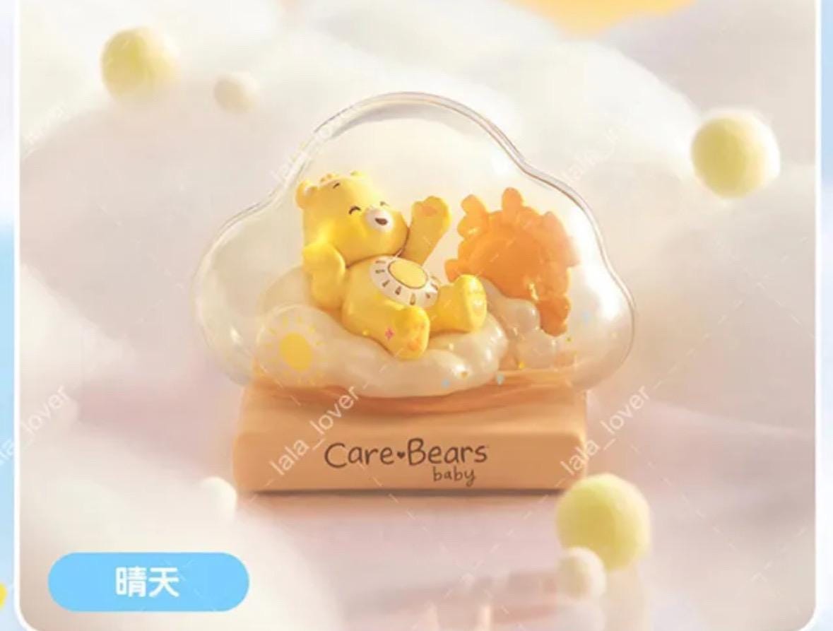 Baby Carebear - Figurine de poupée globe Carebear, jaune Funshine - Prévisions météo - Neuf avec boîte