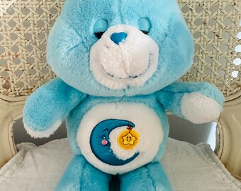 Peluche ourson bleu au coucher, vintage des années 2000 en édition limitée - RARE