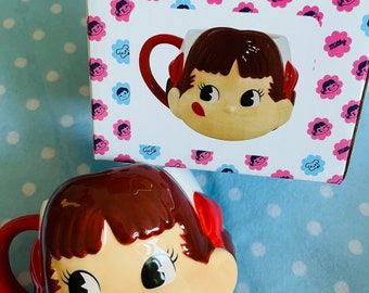 Vintage Japan Fujiya RARE Ceramic Peko head Mug Cup z pudełkiem Edycja limitowana -