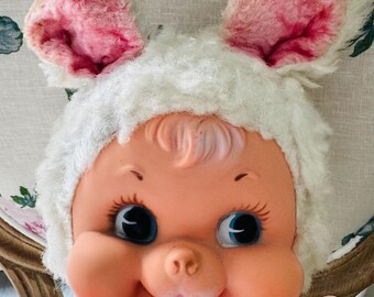 Vintage Rushton Style Chiltern Rubber Face Large Pink Bunny Plush