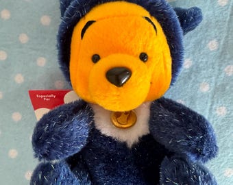 Vintage Japan Tokyo Disney Store Winnie Puuh Verkleidet Tier Serie - Blaue Reindeer Mütze Plüschtier