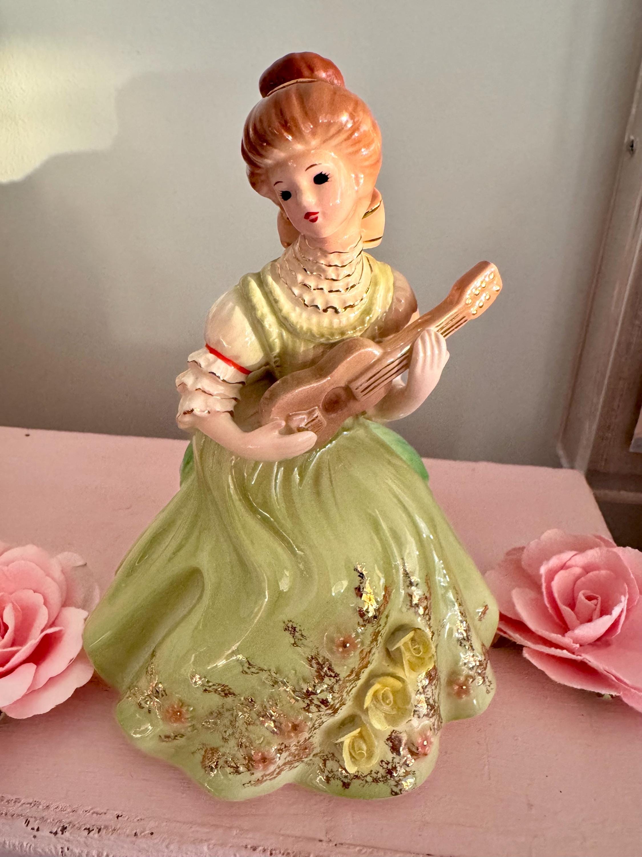 Vintage Josef Original LARGE Green Dress Bow Lady Girl With