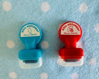 Juego de sellos de goma vintage de Disney Classic Winnie the Pooh con ruedas, Japón (raro)