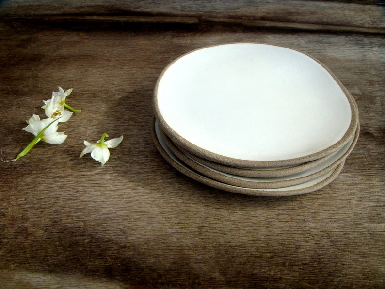 Ceramic Plates Set of 4 Handmade Stoneware Plates Dessert Etsy
