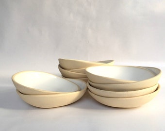 Ceramic Bowl in White,  Set of Four, Organic Serving Bowl, Stoneware Bowl,  Ice cream Bowl, Dinnerware Ceramic Plates,  Wabi Sabi