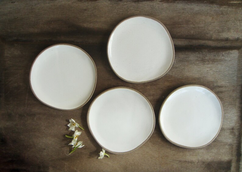 Ceramic Plates Set of 4 Handmade Stoneware Plates Dessert Etsy