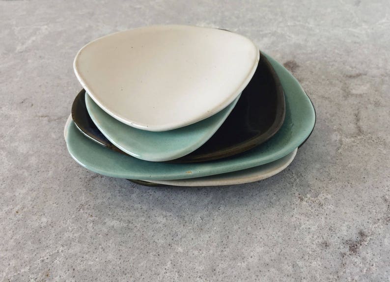 Minimalist Ceramic Dishes Turquoise Blue White and Green Etsy