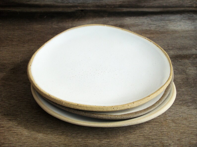Ceramic Plates Set of 4 Handmade Stoneware Plates Dessert Etsy