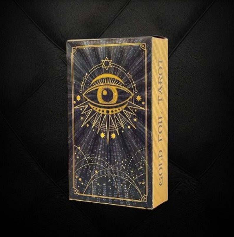 Gold Tarot Deck Fools Rider Waite With Booklet Waterproof and Durable ...