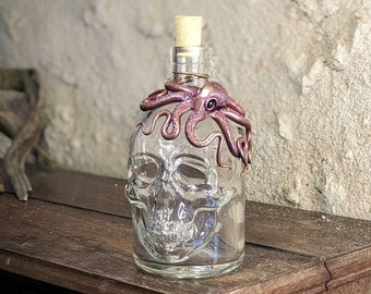 Bouteille skull 70 cl octopus, Bouteille Octopus rhum, rhum arrangé, cadeaux, steampunk, bar, octopus, kraken