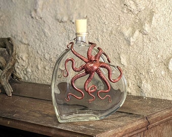 50 cl heart bottle of love octopus, pirate, bottle, steampunk, mermaid, rum, whiskey, flask, flask, octopus, gift