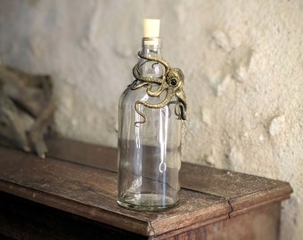 Pirate bottle 70 cl, bottle, steampunk, mermaid, rum, whiskey, flask, flask, octopus, gift