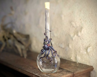 Bouteille fiole 50 cl pieuvre kraken poulpe Cthulhu tentacule octopus pirate