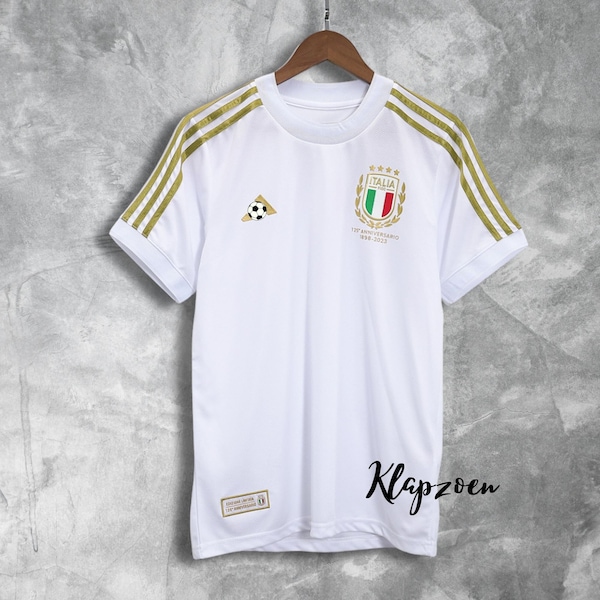 Retro 2023 Italy White 125th Anniversary Edition Player Version Soccer Jersey Gift For Him Gift For Fan
