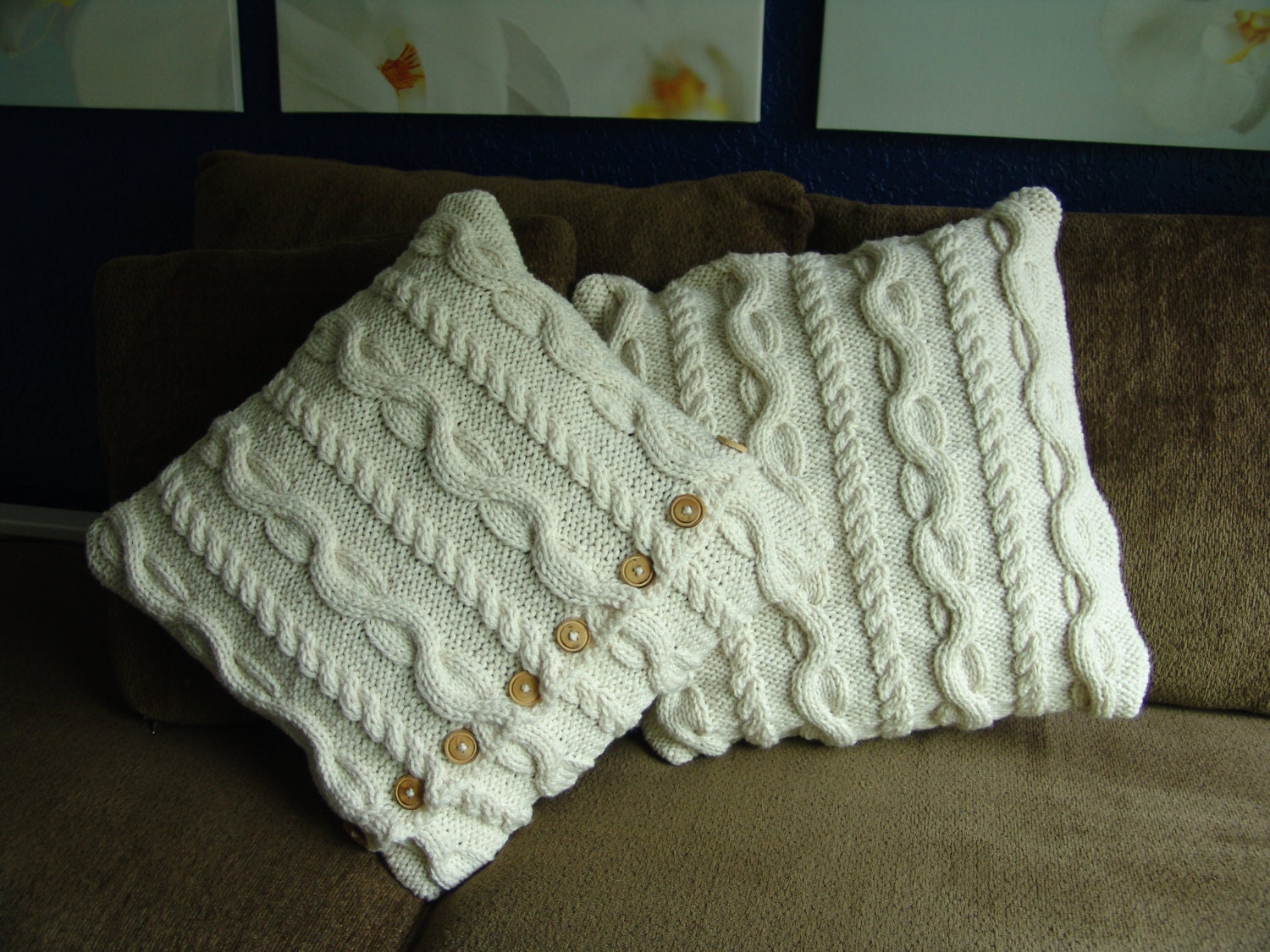 Cable Knit Pillow Cover Celtic Inspired 20x20 Inch Pillowcase Etsy