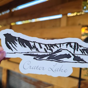 Crater Lake Sticker, Mountains, Waterproof, Water Bottle Sticker, Laptop Decal, outdoor lover gift, Pacific Northwest, Washington State