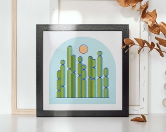 San Pedro Cactus Sun - Illustration - Arch - Square - Art Print