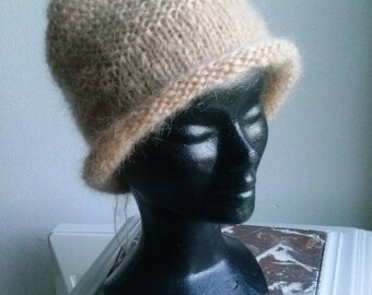 80% mohair wool and 20% caramel Merino Hat