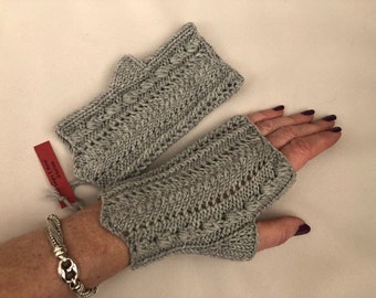 Mittens women girls pure wool merino gray pearl multipoints