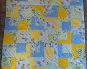 Flannel Blanket Quilt, Baby Blanket, Crib, Toddler,Child Quilt, Gift, Yellow, Blue, Green, Fast Shipping