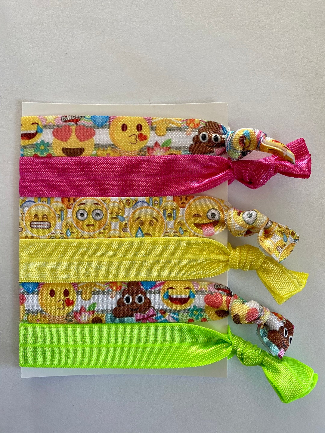 Set of 6 Emoji Hair Ties, Hair Bands, Mangobands Perfect for Stocking