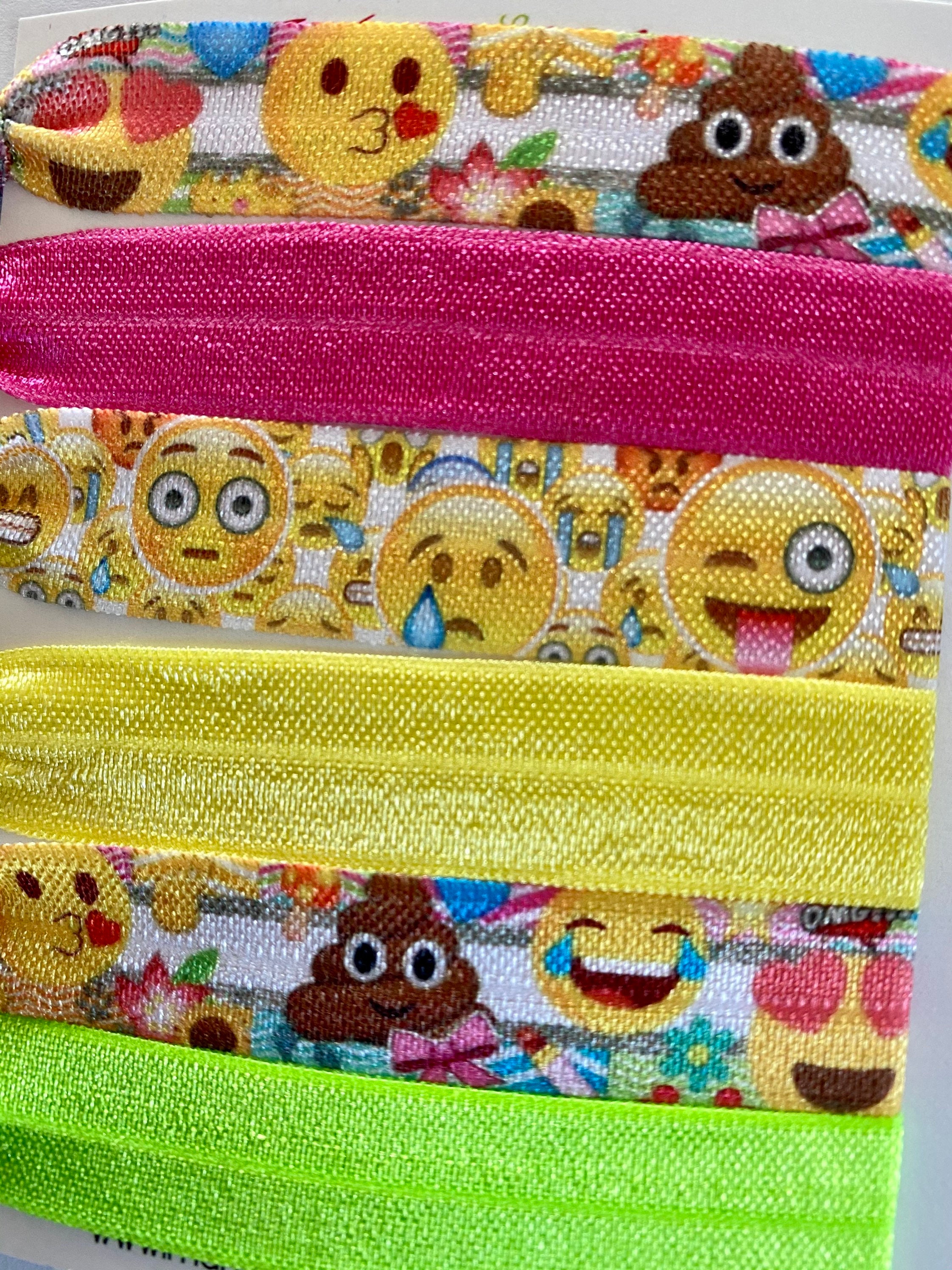 Set of 6 Emoji Hair Ties, Hair Bands, Mangobands Perfect for Stocking