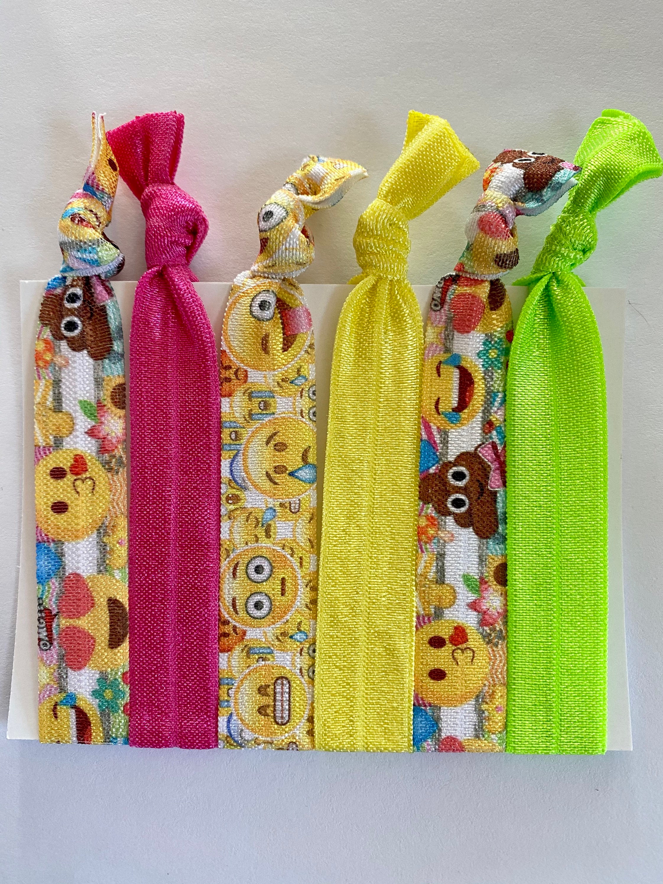 Set of 6 Emoji Hair Ties, Hair Bands, Mangobands Perfect for Stocking