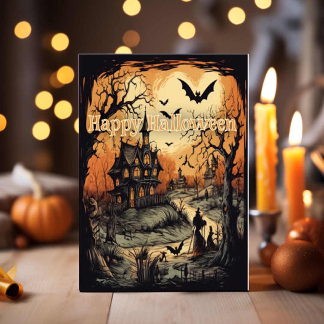 Halloween Printable Card PDF Print Envelope Greeting Card - Etsy