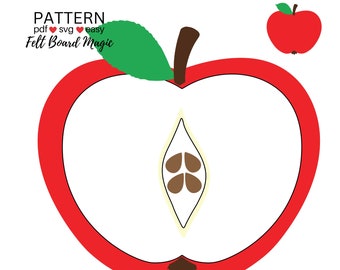 Patrón de conjunto de tablero de fieltro de Anatomía de Apple Archivos de corte PDF SVG, Aprende sobre alimentos, Partes científicas de una manzana, Tablero de franela