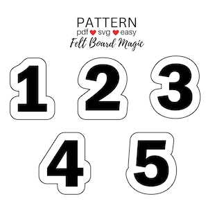 Numbers 1 to 5 Felt Board Set Pattern PDF SVG Cutting Files, Flannel Board