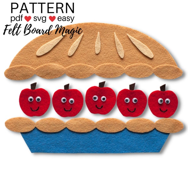 Five Apples in a Basket PDF SVG Felt Board Pattern  Flannel Board