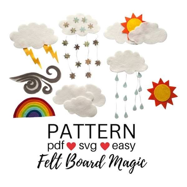 Weather Felt Board Set Pattern, SVG Cutting Files, Flannel Board Pdf Pattern