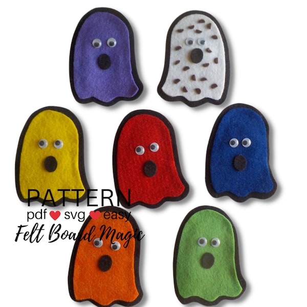The Chocolate Chip Ghost PDF SVG Pattern Felt Board Set, Halloween Story Set, Preschool Learning Activity, Color Activity Flannel Board,