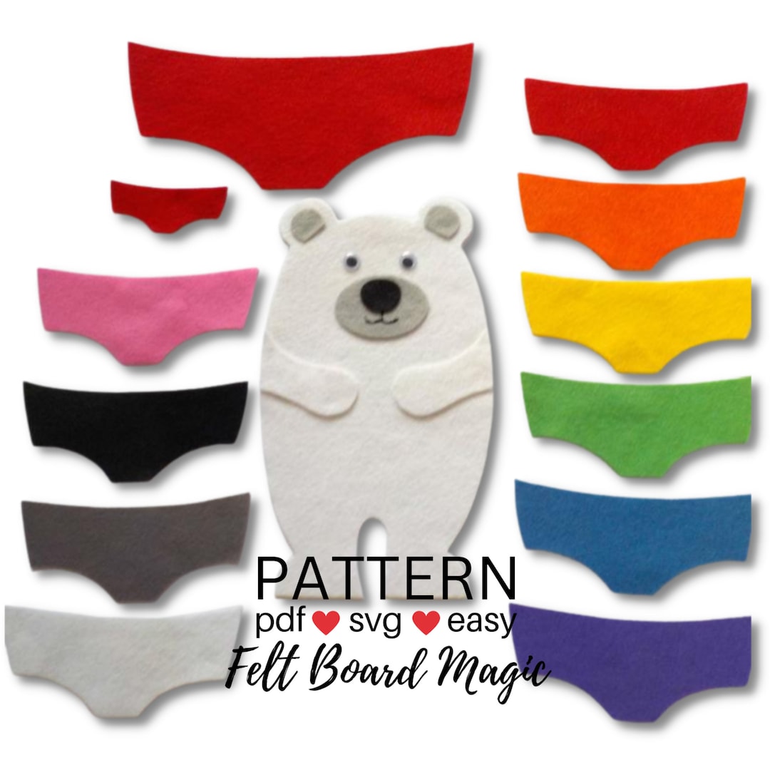 Polar Bears Underwear Felt Story SVG Cutting Files PDF Pattern, Polar