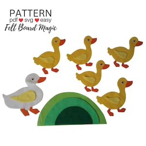 Five Little Ducks Felt Board PDF SVG Pattern  Easy  Farm Animals  No Sew  Preschool Song Quiet Book Counting 5