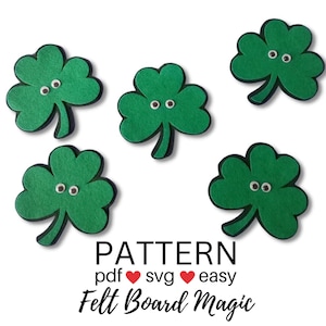 Five Little Shamrocks PDF and SVG Felt Board Pattern Flannel Board SVG Cutting Files for Cricut Machine. St Patricks Days Felt Set.