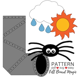 Incy Wincy Spider PDF SVG Felt Board Pattern Flannel Board Song Itsy Bitsy Eensy Weensy Nursery Rhyme Weather Rain
