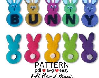 BUNNY B-U-N-N-Y BINGO Song Felt Board Set PDF svg cutting files Pattern Easter No Sew  Preschool Song