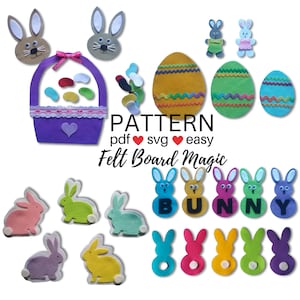 Easter 1 Felt Set Pattern Bundle PDF SVG , Flannel Board Pattern, Colours Preschool Activity, Library Storytime Resource