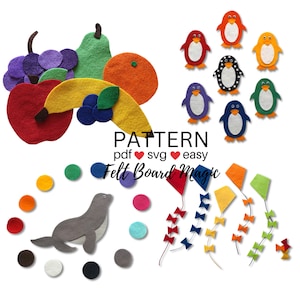 Colours 4 Felt Set Pattern Bundle PDF and SVG Cutting Files, Flannel Board Pattern, Colors Preschool Activity, Library Storytime Resource