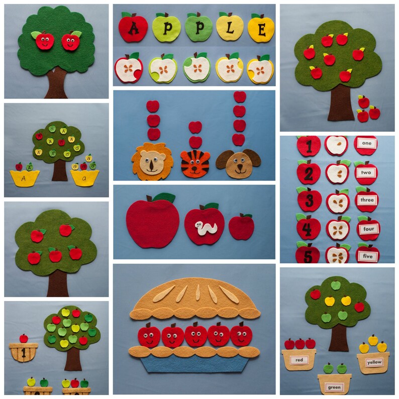 Five Apples in a Basket PDF Felt Board Pattern Flannel Board Etsy