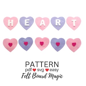HART H-E-A-R-T Pdf Svg Patroon Vilt Board Set, Valentijnsdag, BINGO Song Library, Circle Time, Story time, ECE, Cricut Cutting Files