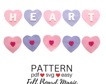 HEART H-E-A-R-T Pdf Svg Pattern Felt Board Set, día de San Valentín, BINGO Song Library, Circle Time, Story time, ECE, Cricut Cutting Files