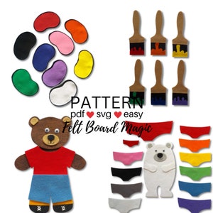 Colours 3 Felt Set Pattern Bundle PDF, SVG Cutting Files, Flannel Board Template, Colors Preschool Activity, Library Storytime Resource