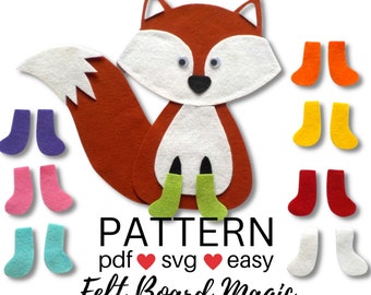 Fox in Socks PDF Pattern Felt Board Set, Toys, Colors, Colours, Clothes, Getting Dressed, Songs, Circle Time, Story time, ECE